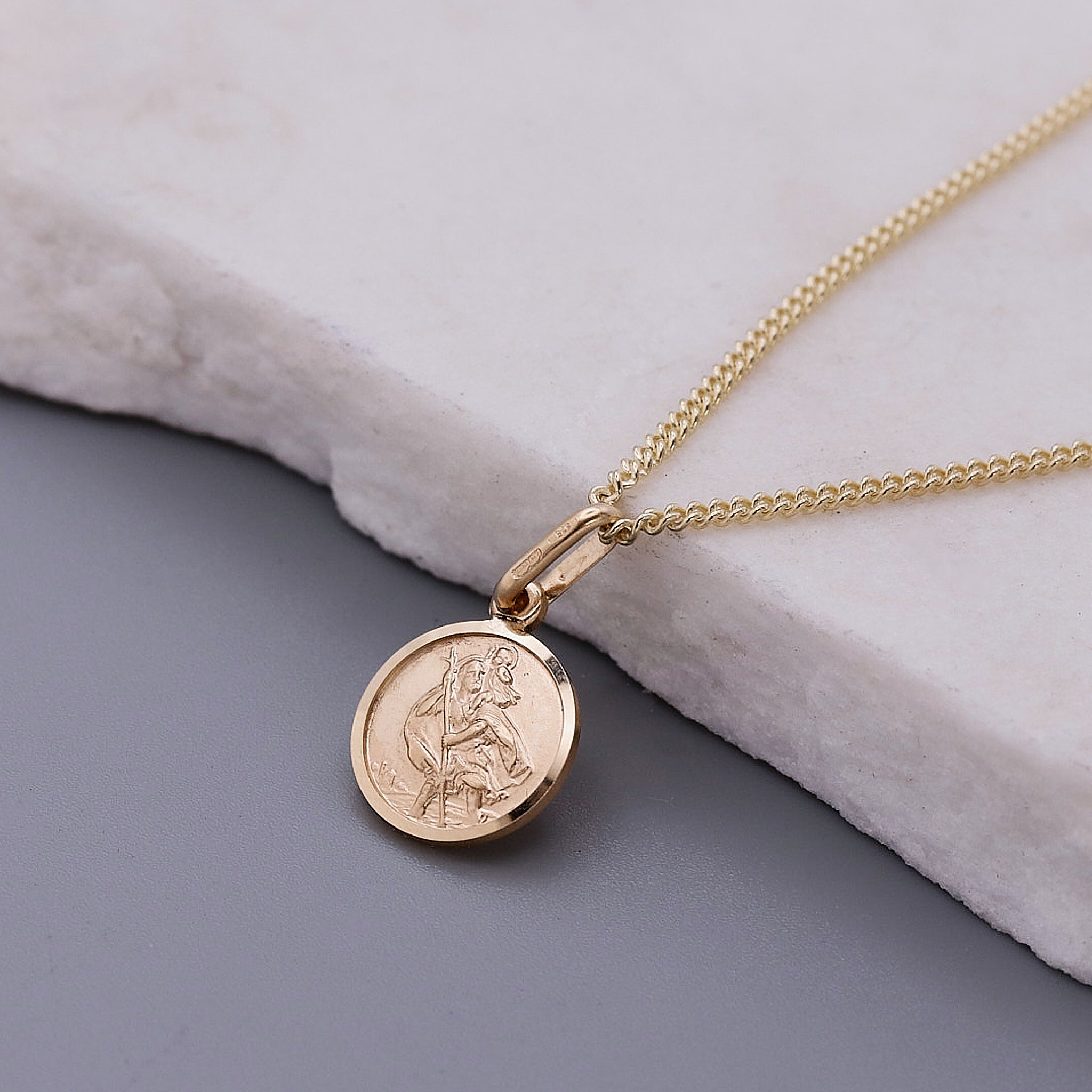 Tiny 10mm Solid 9ct Gold St Christopher Pendant