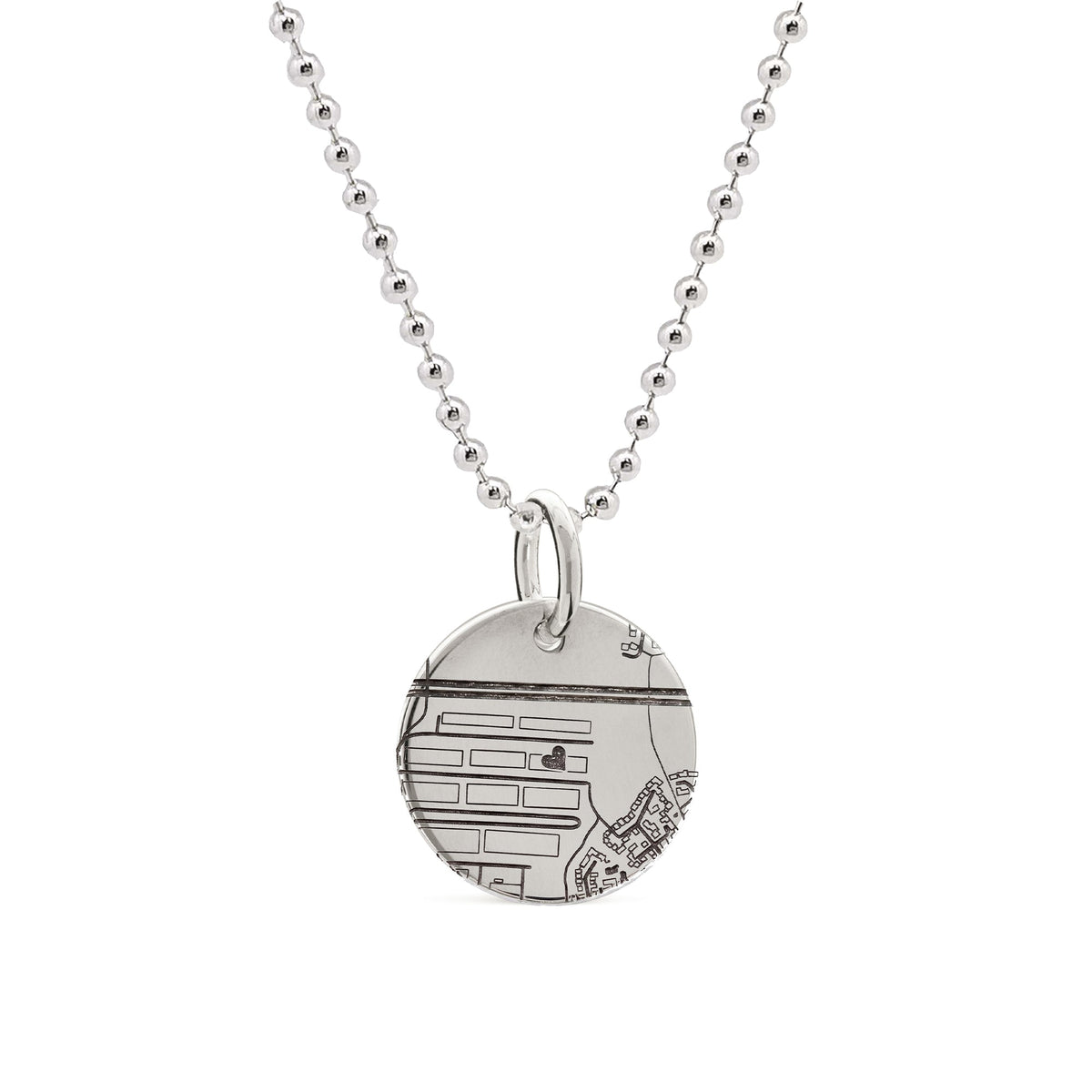Custom Street Map 15mm x 1.5mm Silver Heavy Disc Necklace