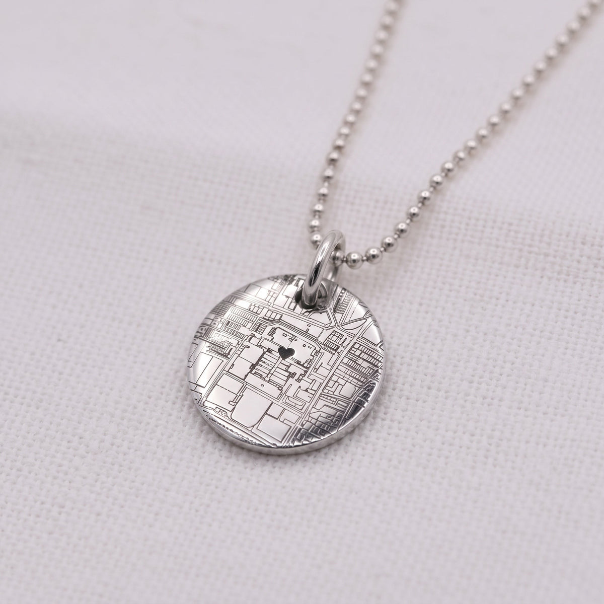 Custom Street Map 15mm x 1.5mm Silver Heavy Disc Necklace