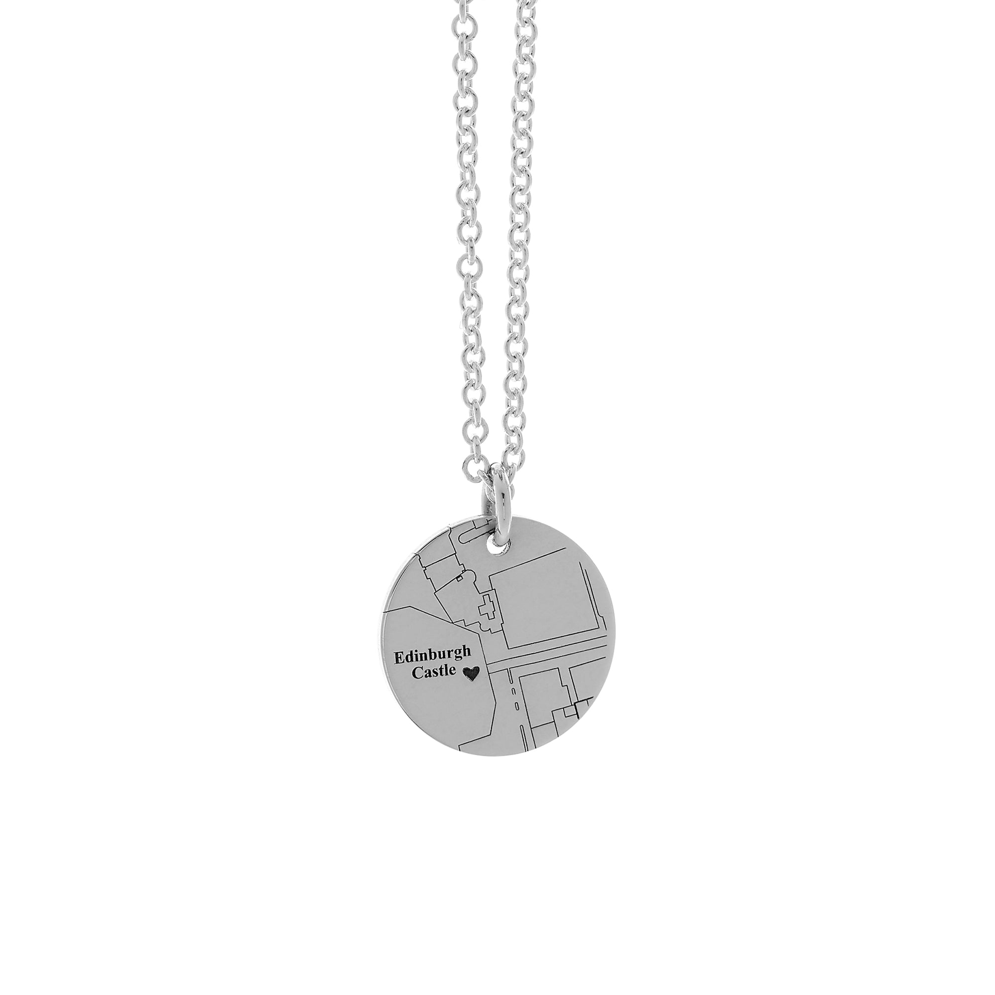 custom street map bespoke necklace engraved with location of home solid sterling silver off the map jewellery UK