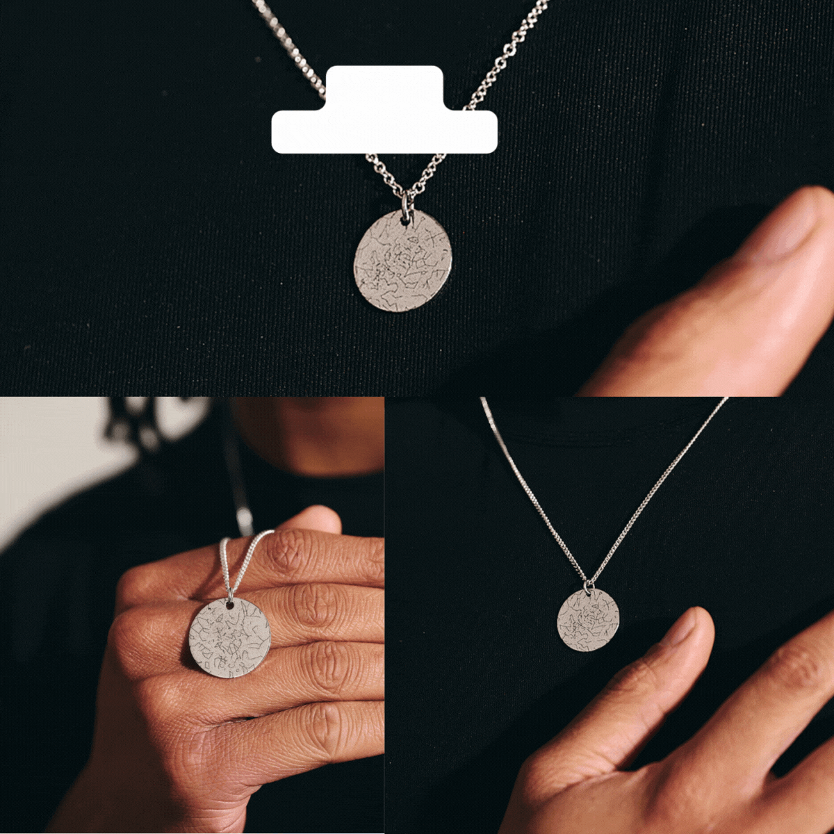 star map silver necklace sizes