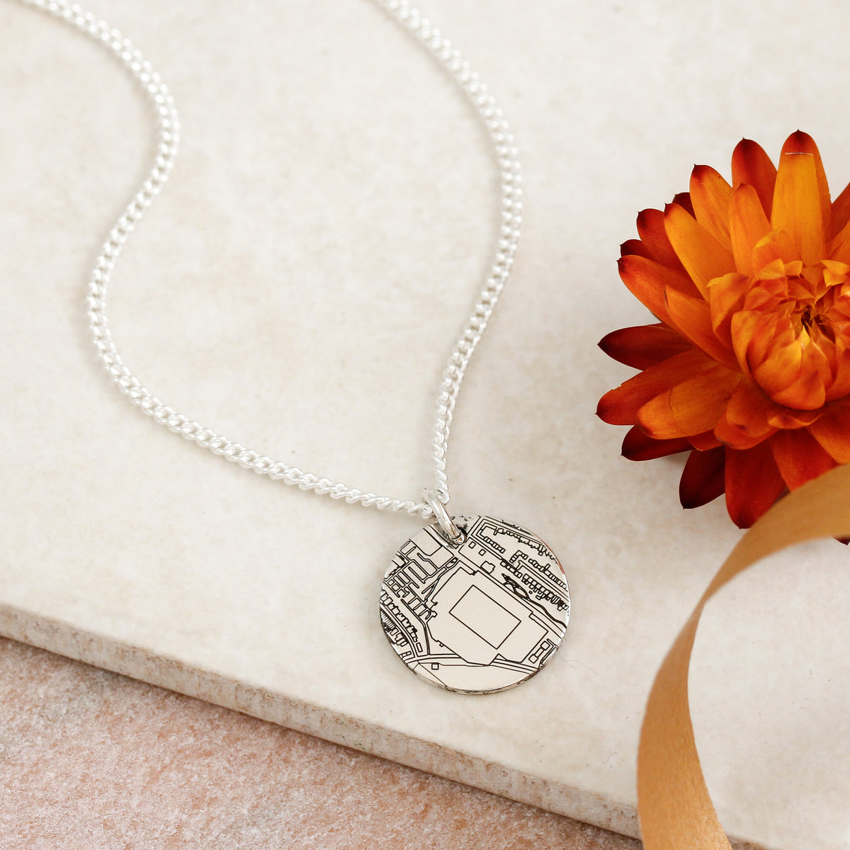 small sized 15mm custom street map necklace gift reminder of home