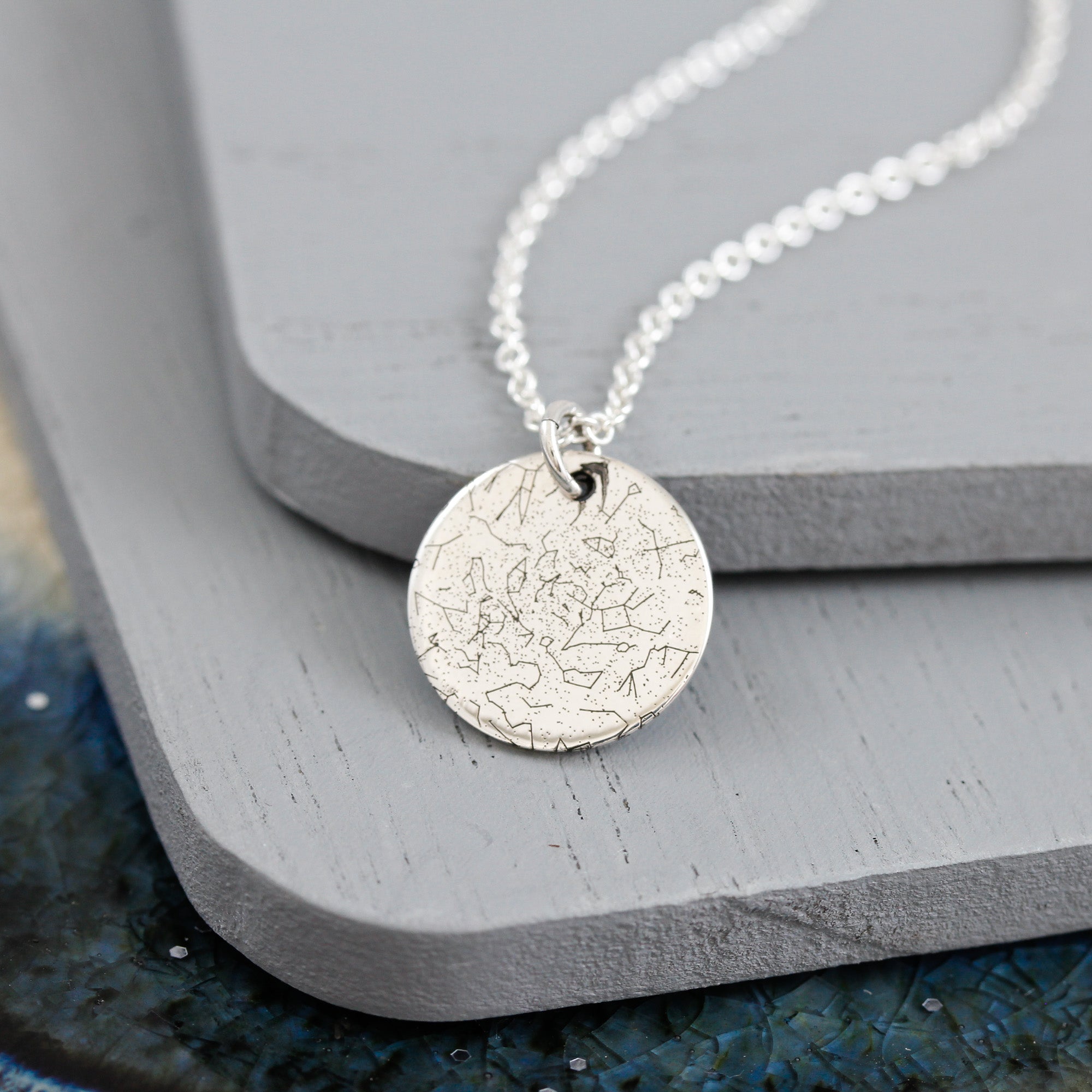 custom star map small sized silver necklace