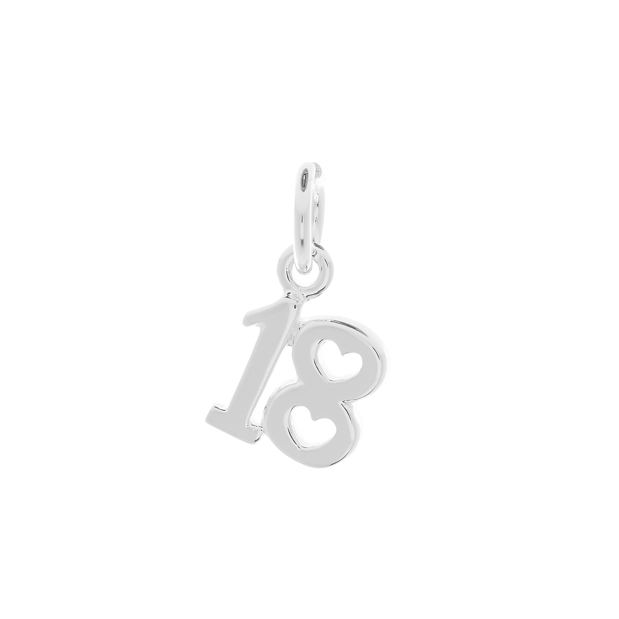 18th birthday silver charm with heart detail
