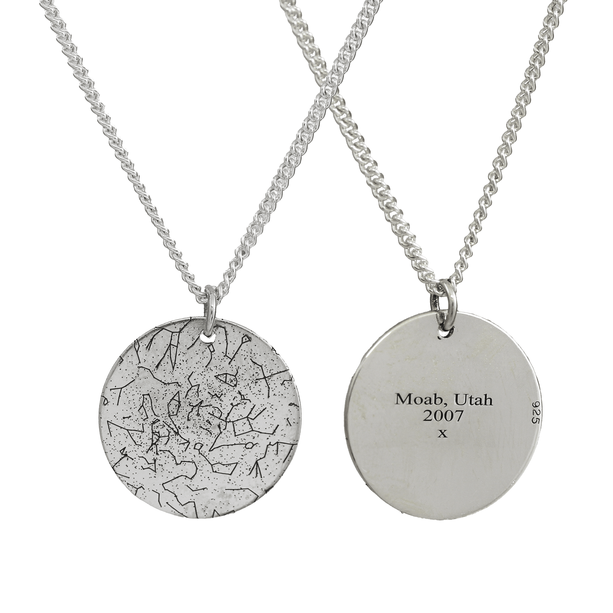 20mm custom star map necklace for men sterling silver Scarlett Jewellery