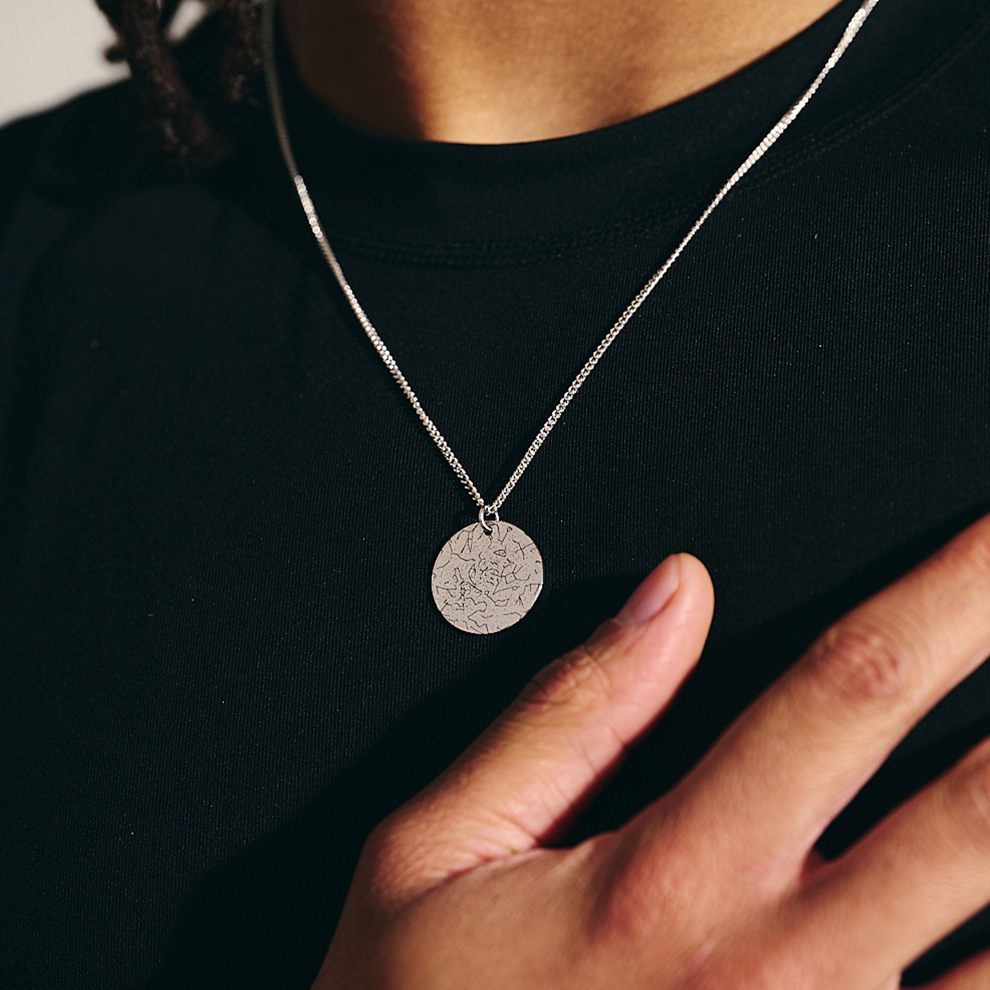 mens 20mm wide custom star map necklace
