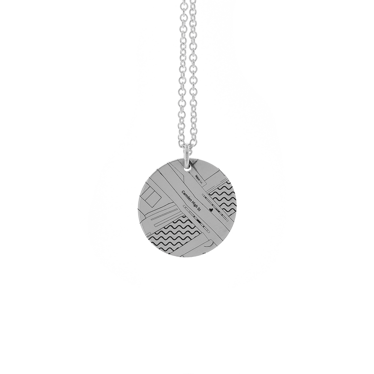 custom location address street map necklace pendant sterling silver bespoke engraved