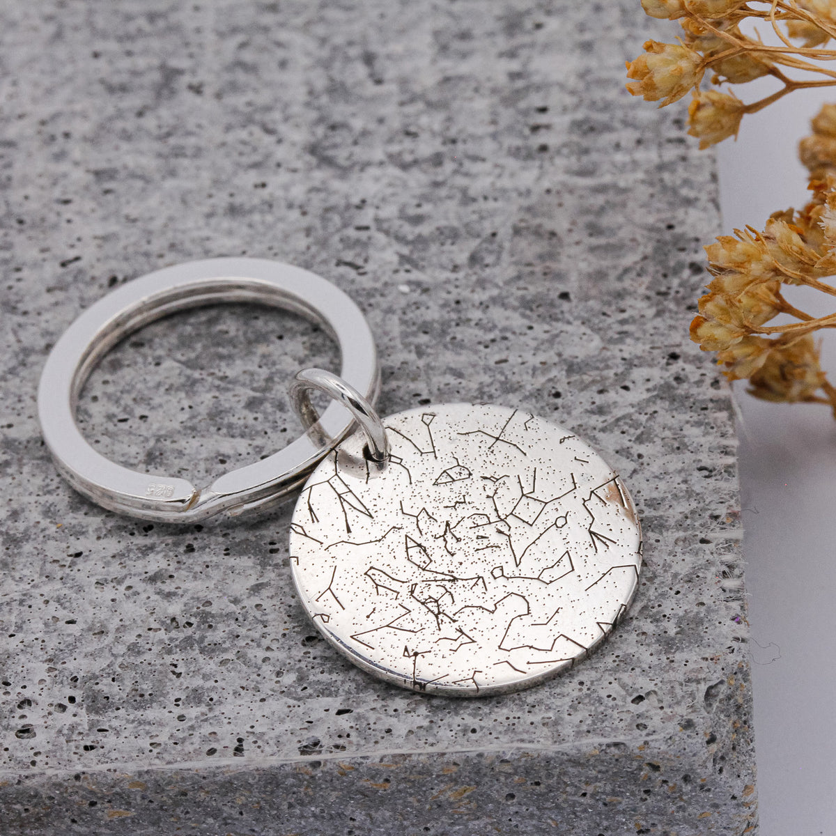 custom star constellation map silver keyring