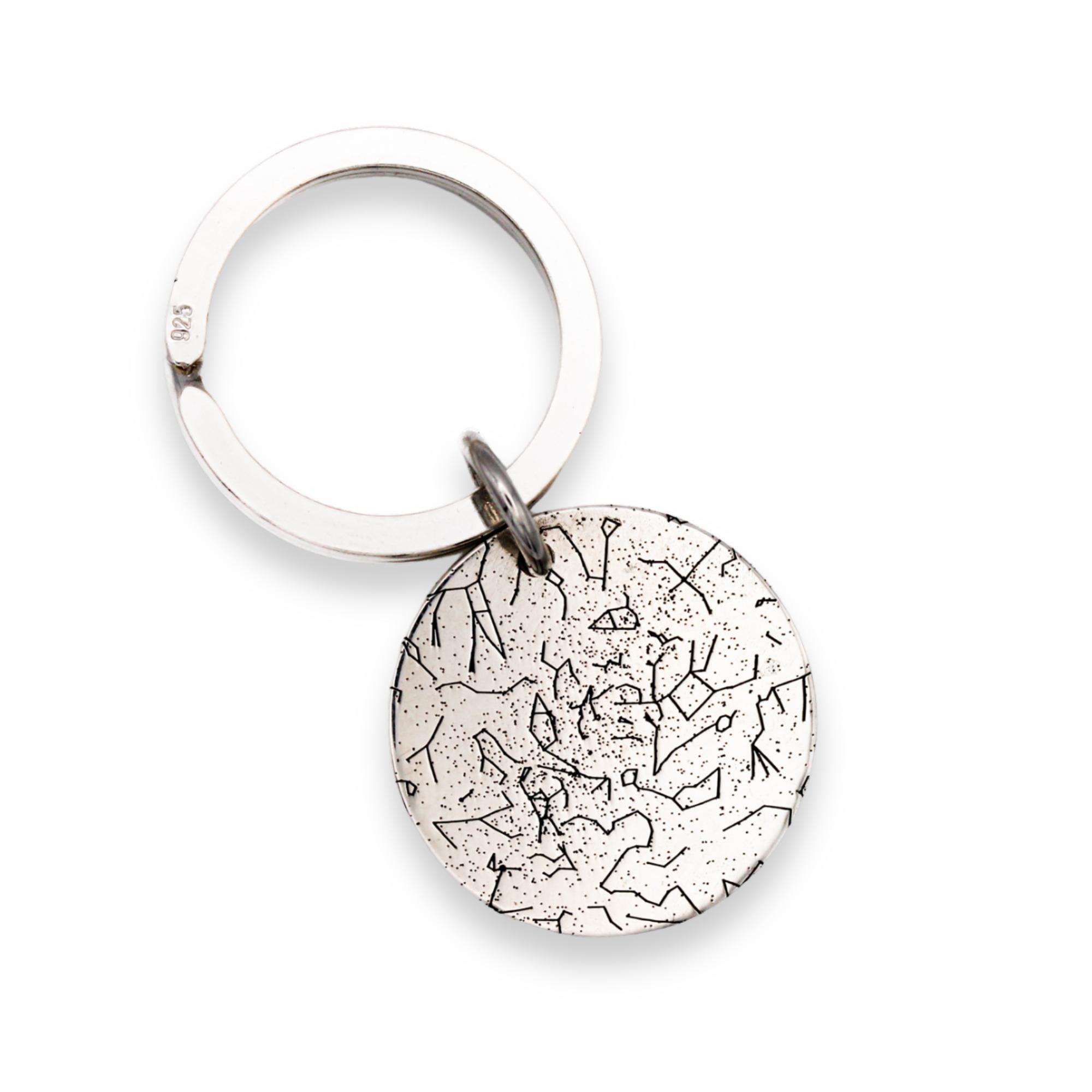 Personalised Star Map 20mm Silver Keyring – Scarlett Jewellery