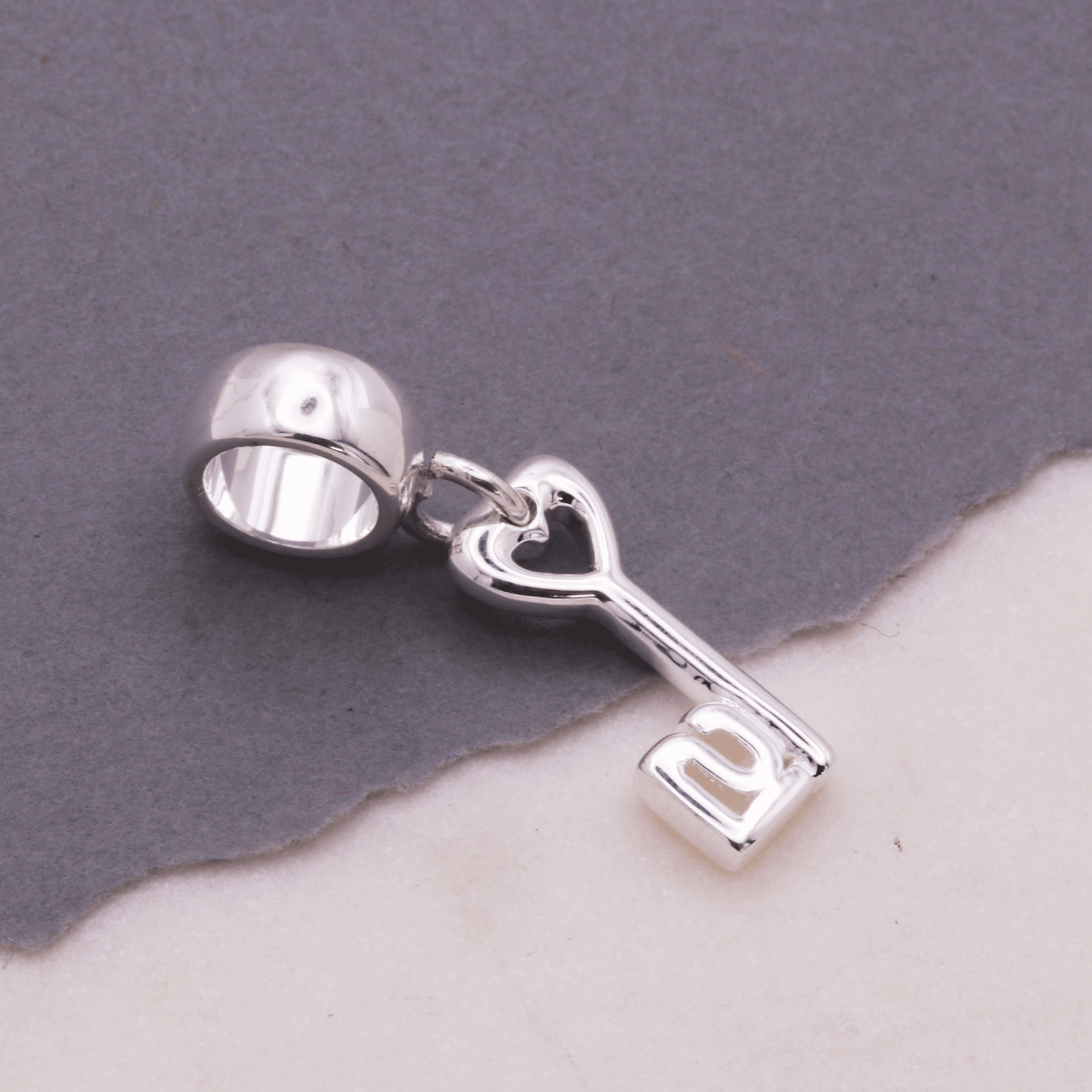 silver 21 charm key on charm carrier fits pandora