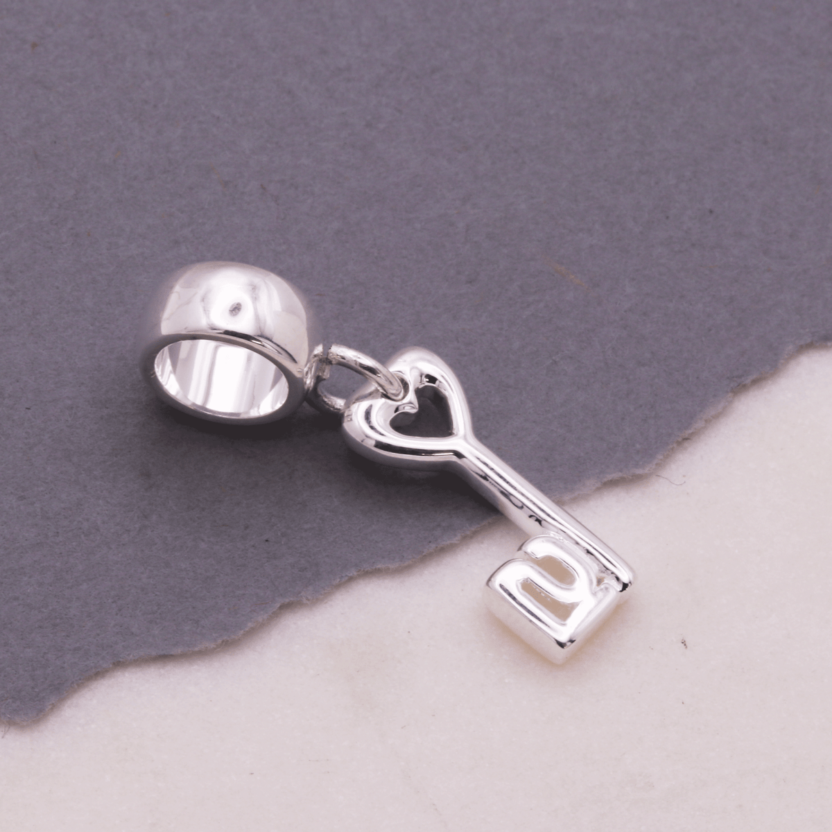 silver 21 charm key on charm carrier fits pandora