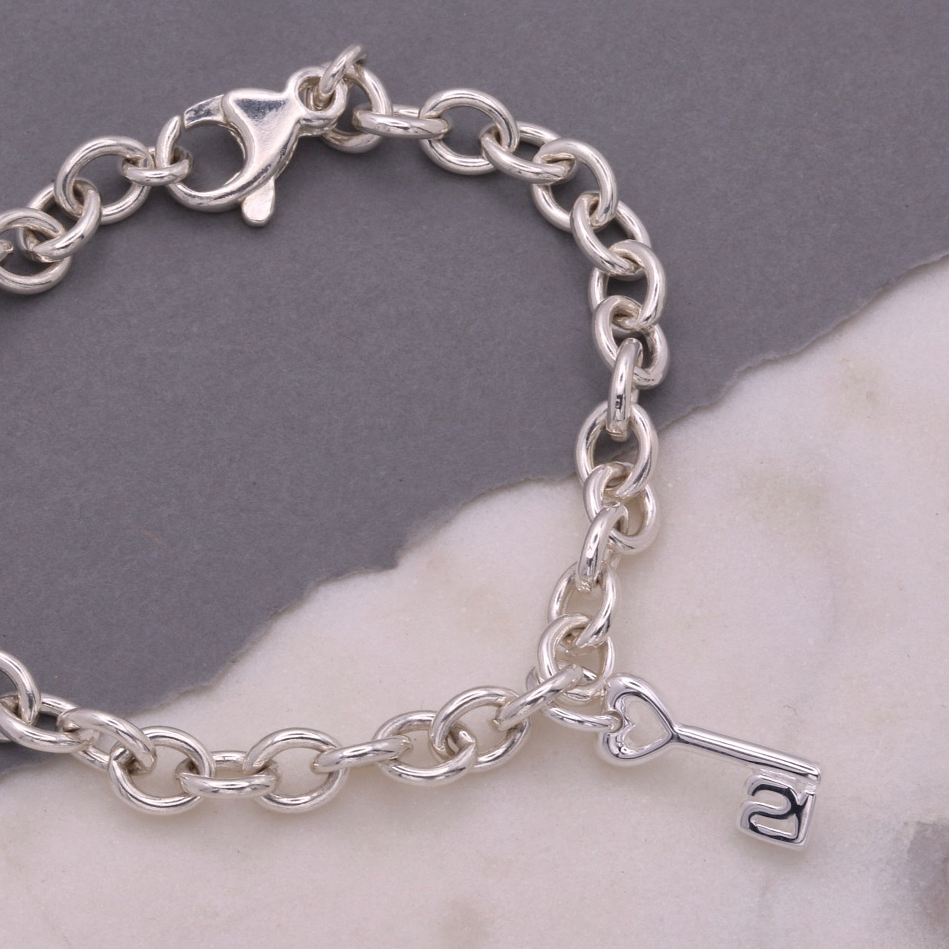 21st birthday silver charm bracelet