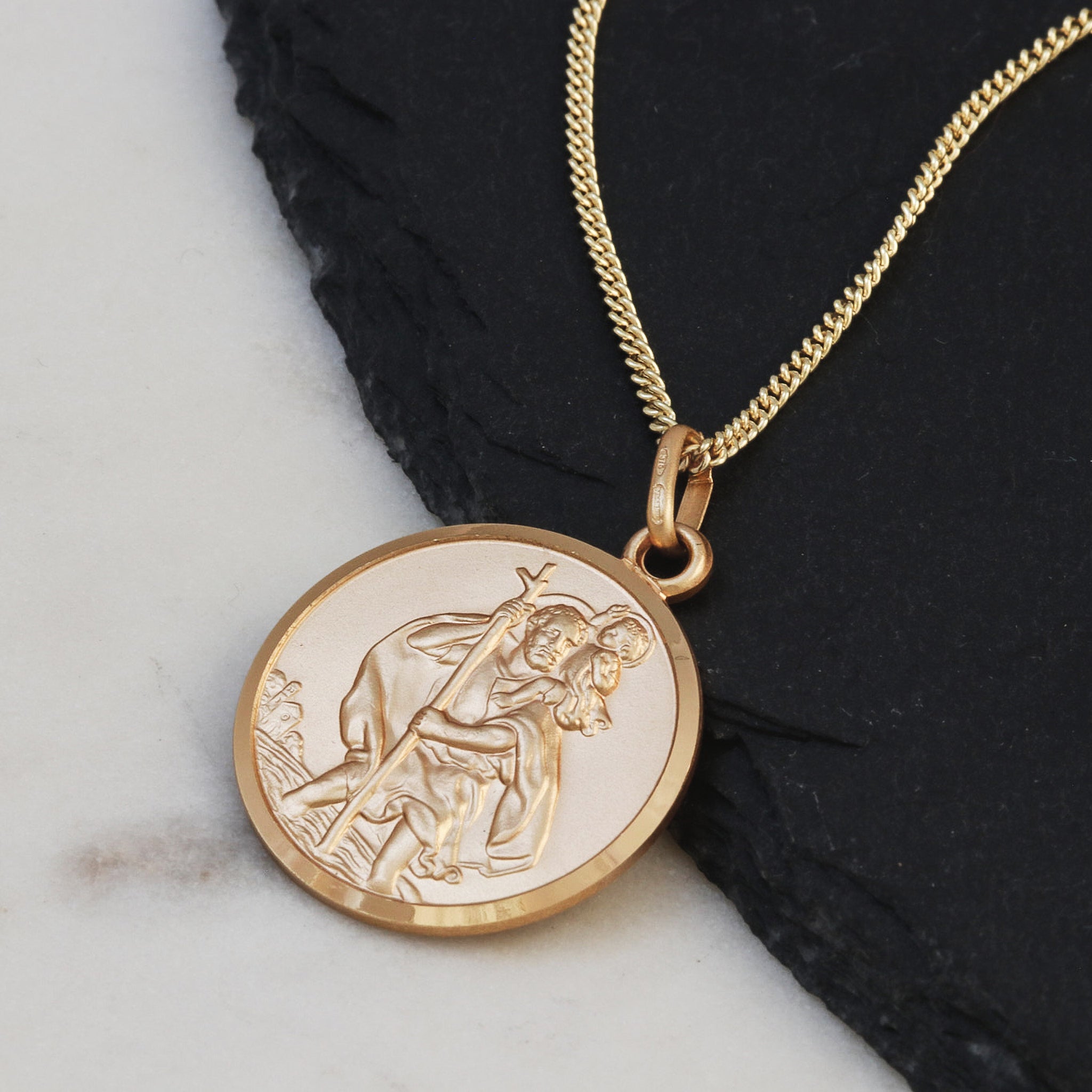 Solid 9ct Gold 22mm St Christopher