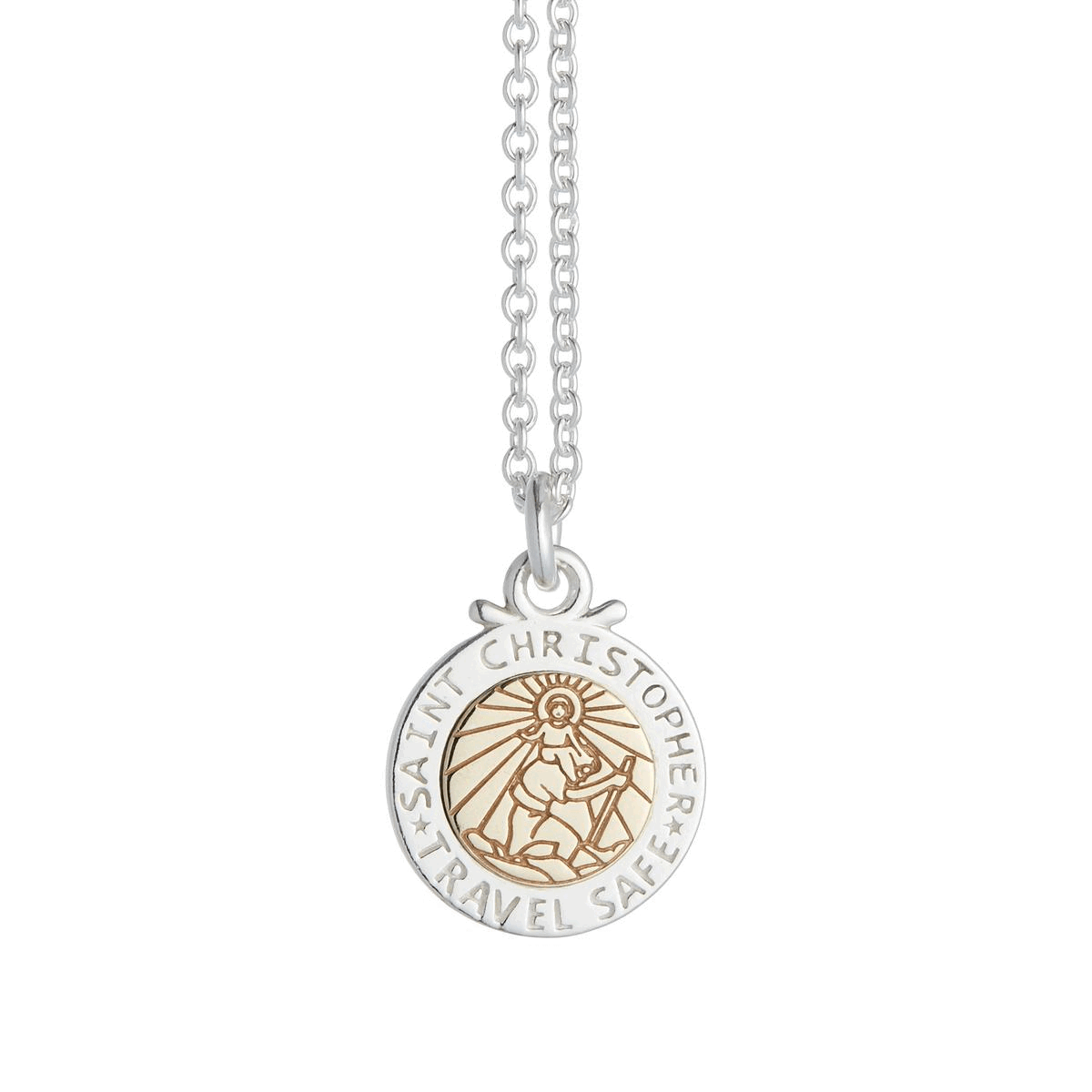 Personalised St Christopher Necklace - Silver &amp; Solid Gold
