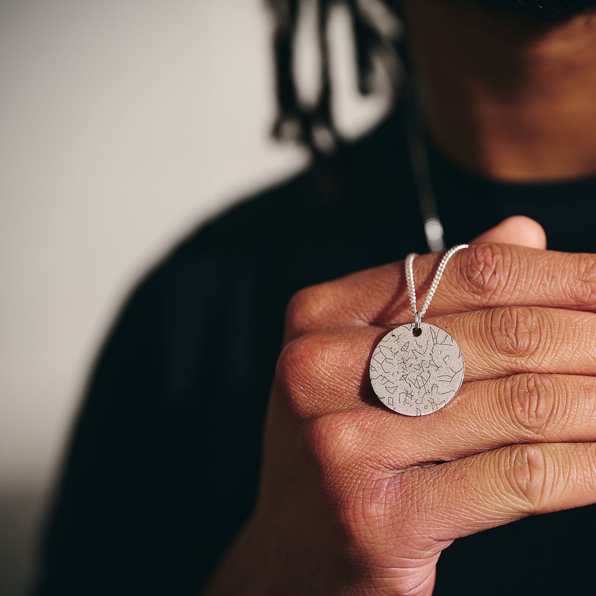 mens custom star map necklace large size 25mm