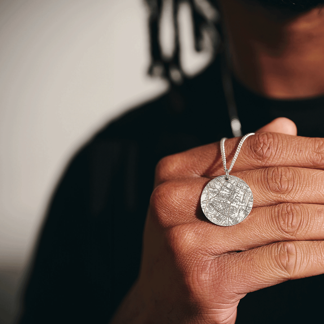 large 25mm street map mens necklace