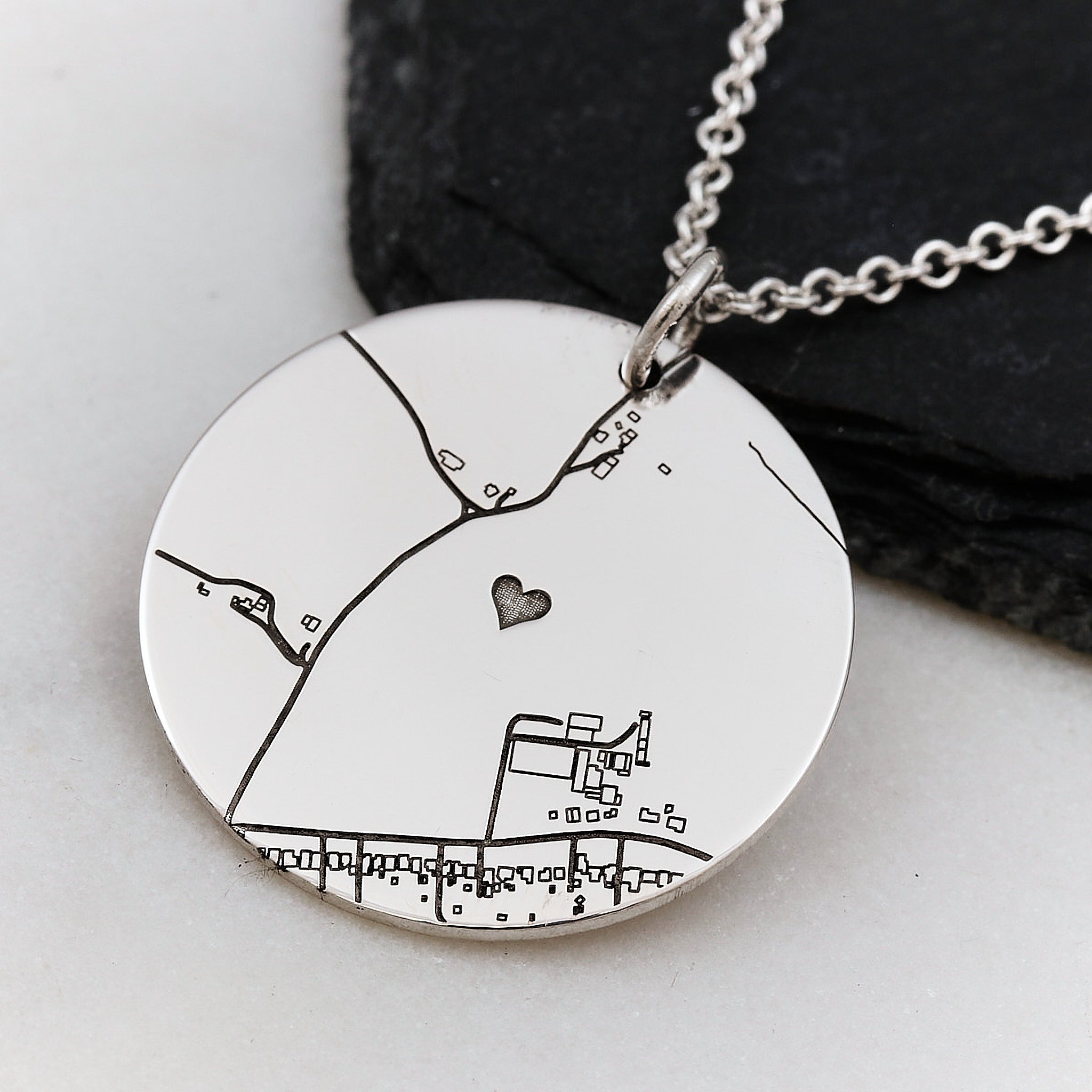 silver street map necklace rural
