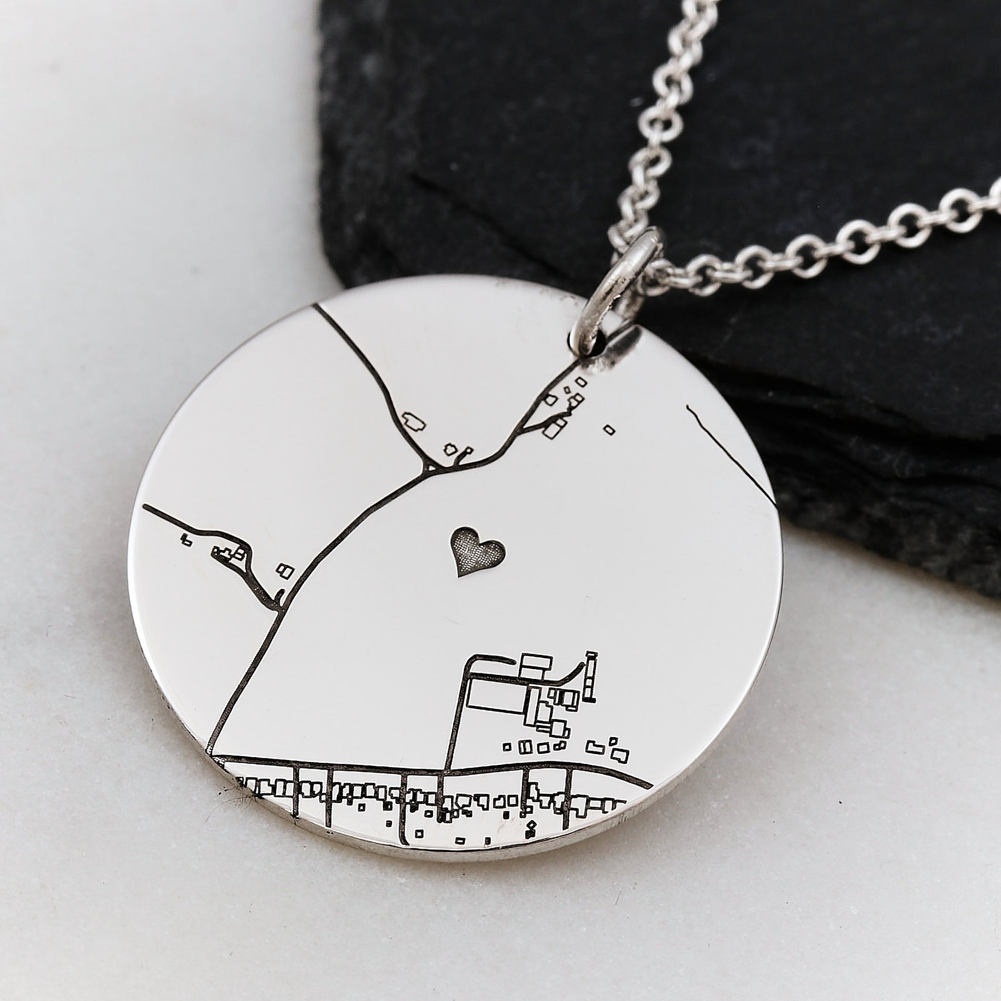 silver street map necklace rural