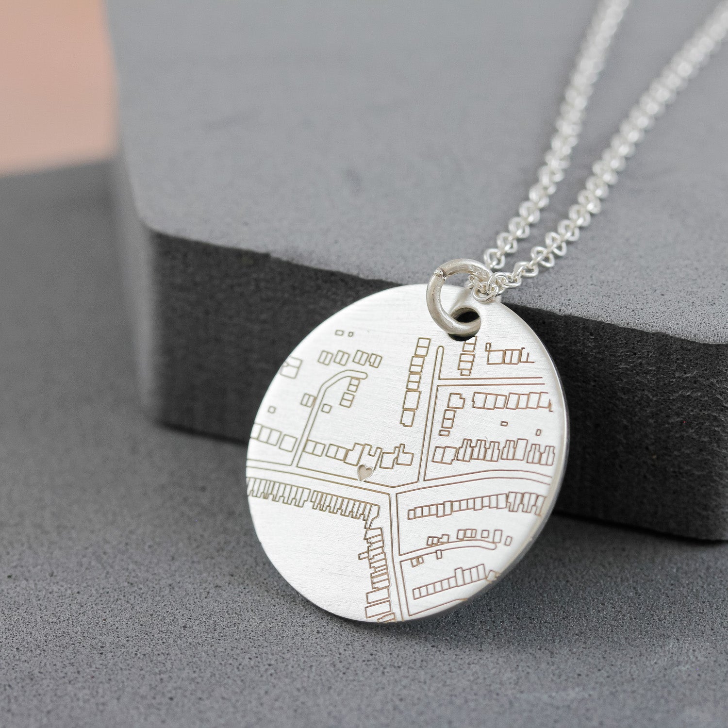 matte finish custom street map necklace