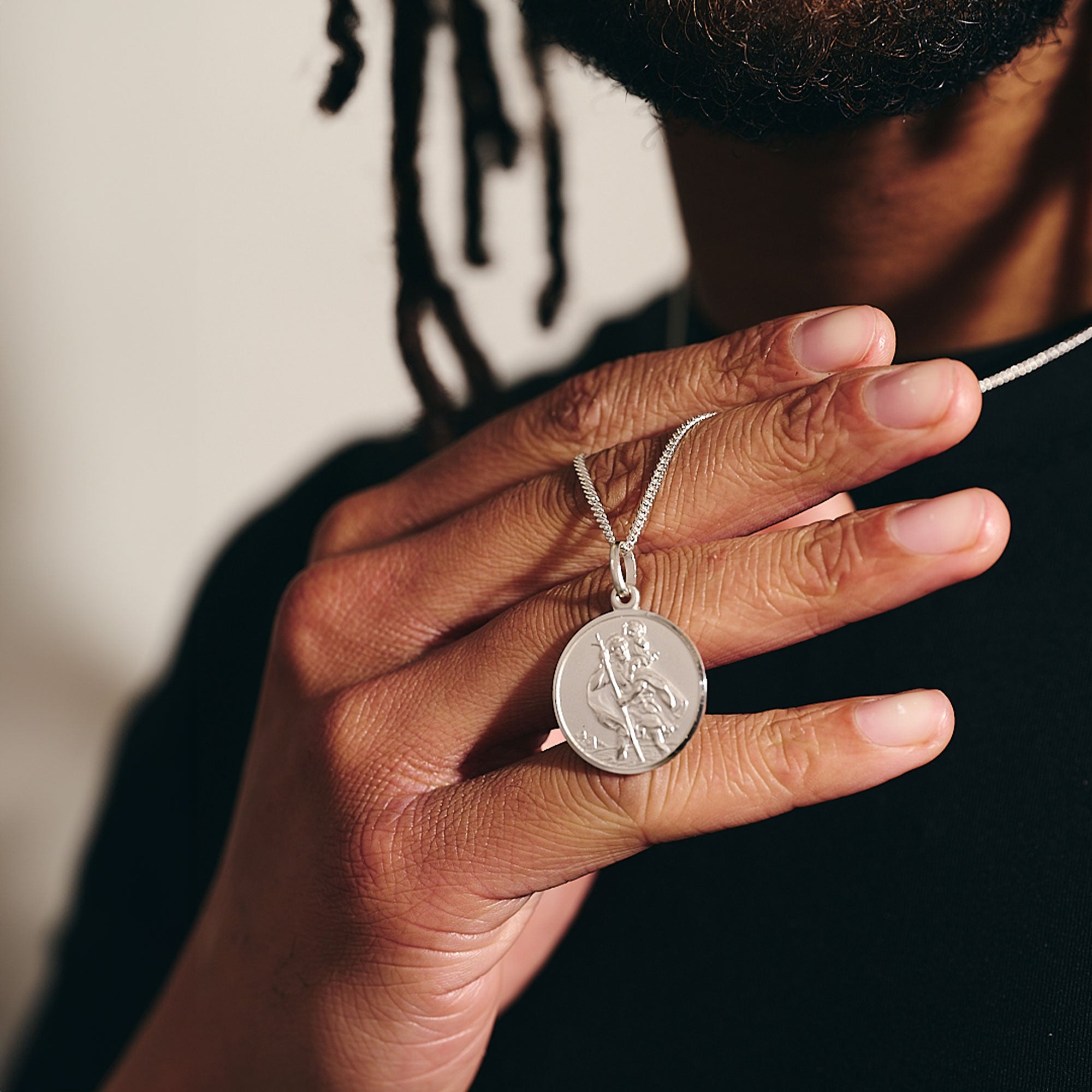 large solid silver saint christopher necklace