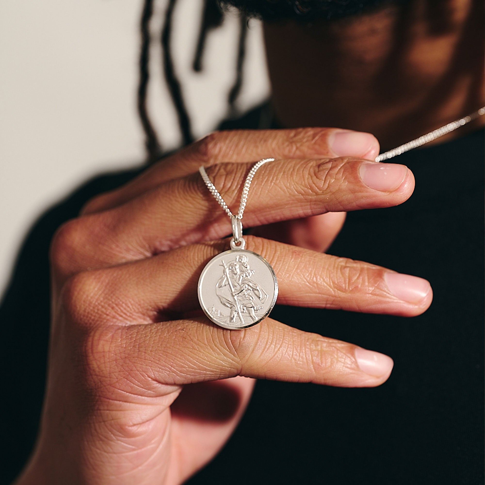 large solid silver saint christopher necklace