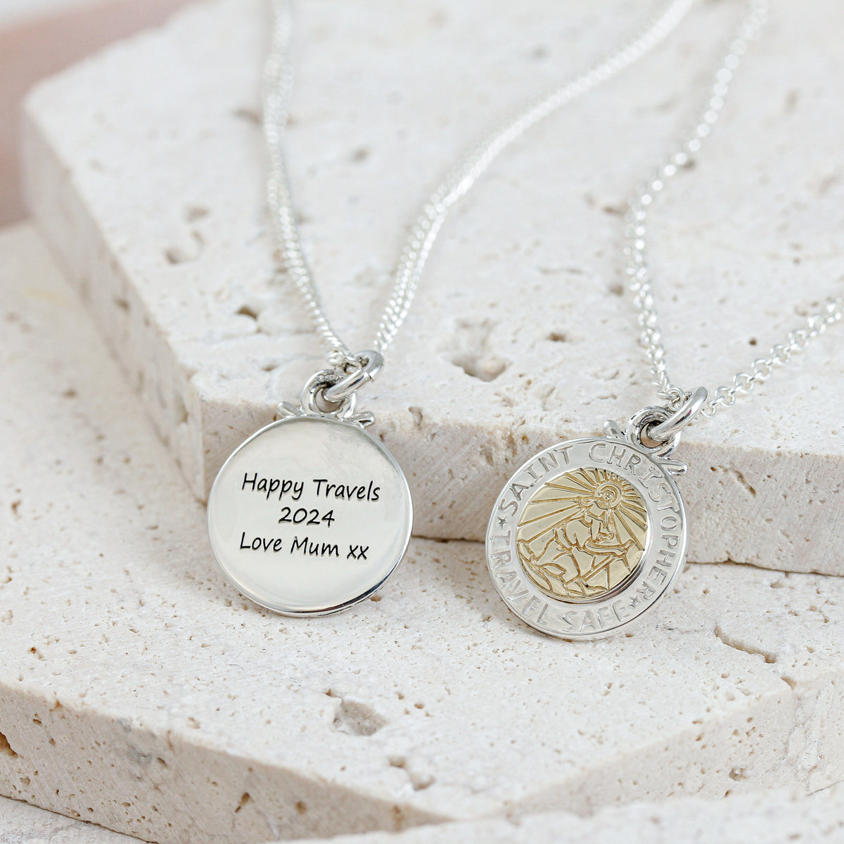 silver &amp; solid yellow gold saint christopher necklace
