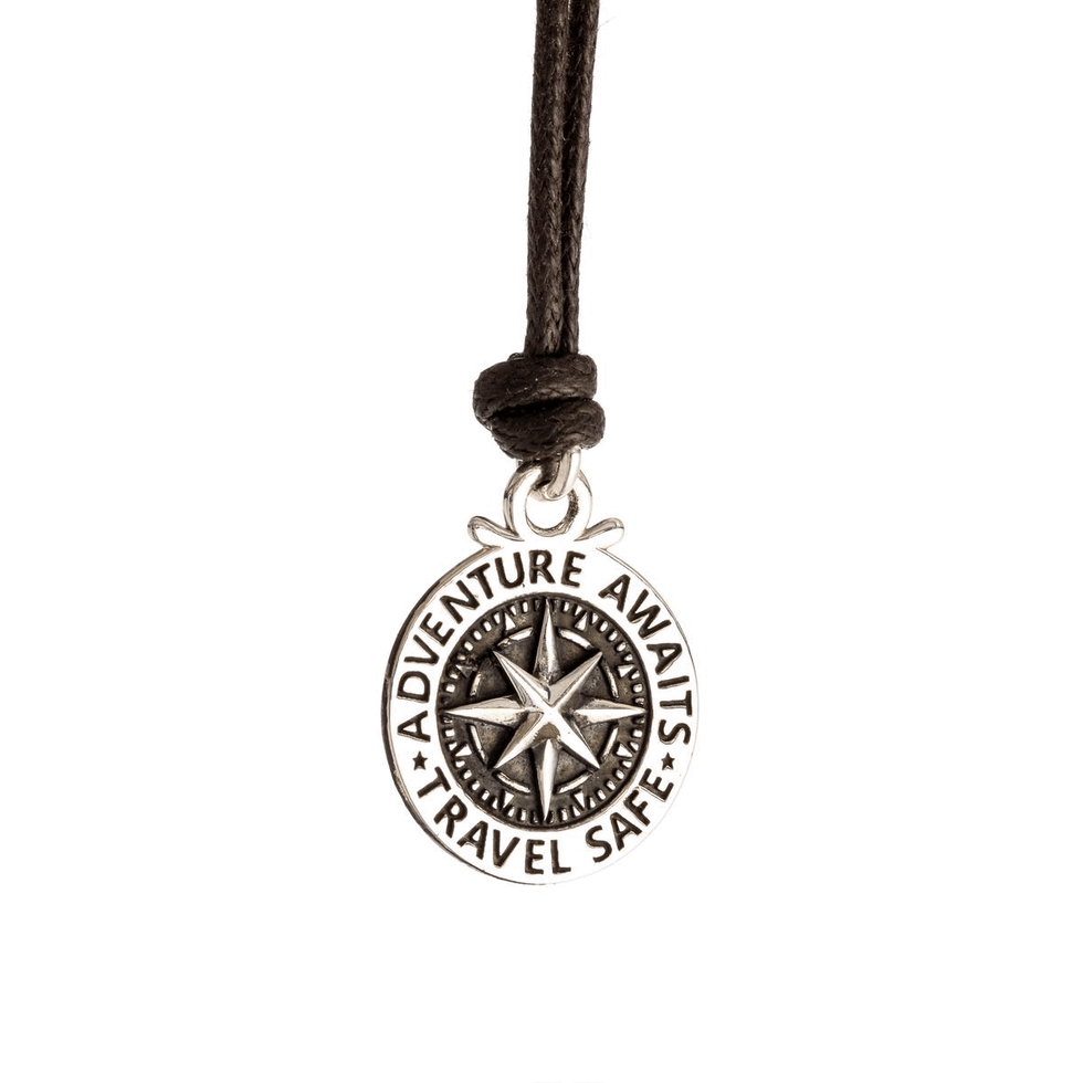 Large Travel Safe Compass Personalised St Christopher Cord Necklace ...