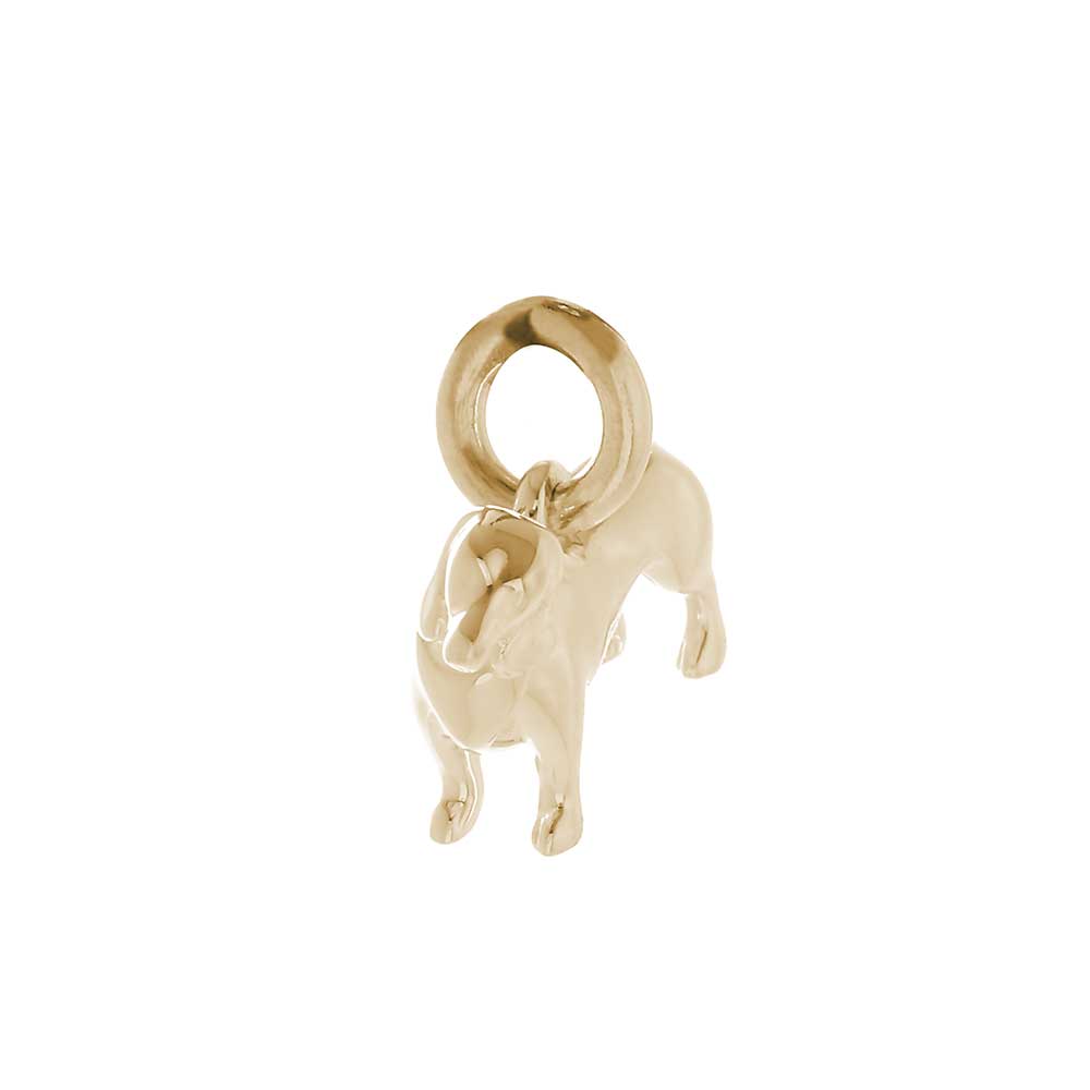 Solid 9ct gold Dachshund charm with tiny bandana, perfect for charm bracelets or necklaces.