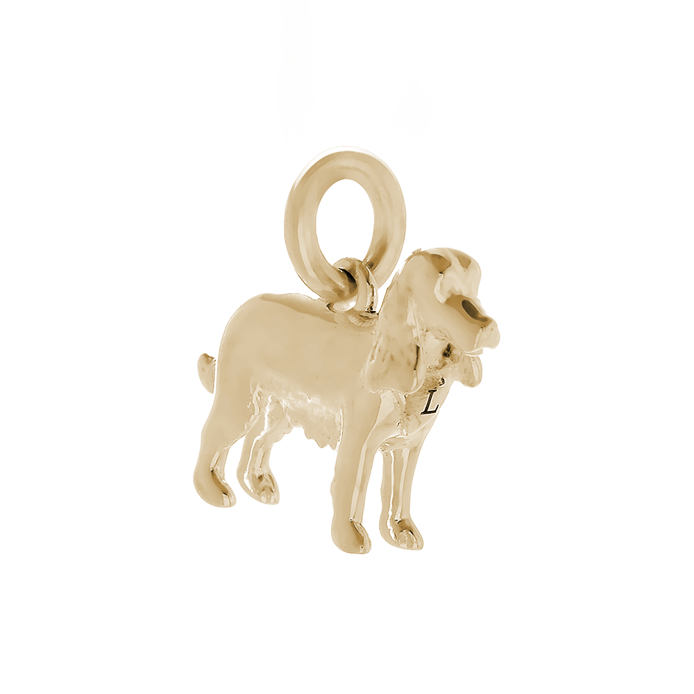 solid gold cocker spaniel dog charm for pendant or bracelet
