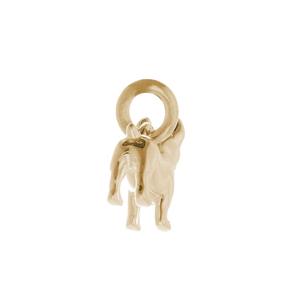 Solid 9ct gold French Bulldog charm with tiny bandana, perfect for a charm bracelet or necklace.