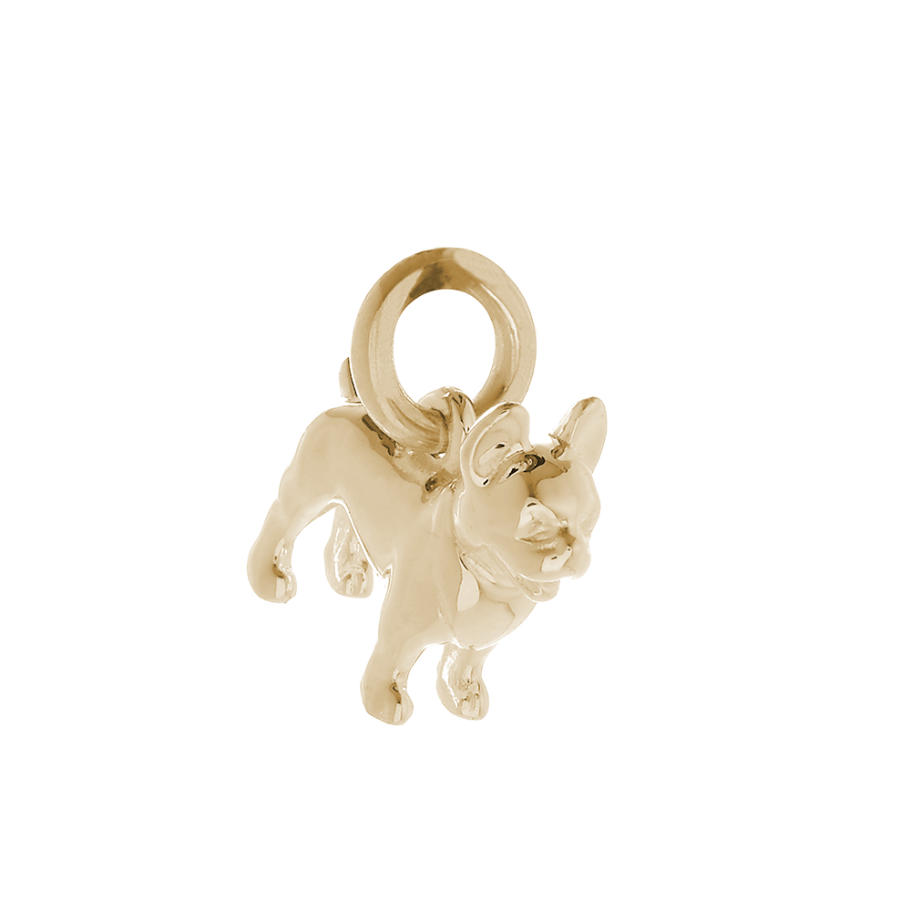 solid gold french bulldog charm for bracelet or necklace