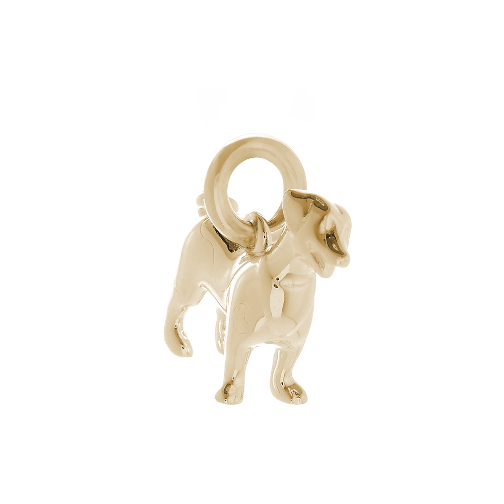 solid gold jack russell terrier dog charm for necklace or bracelet