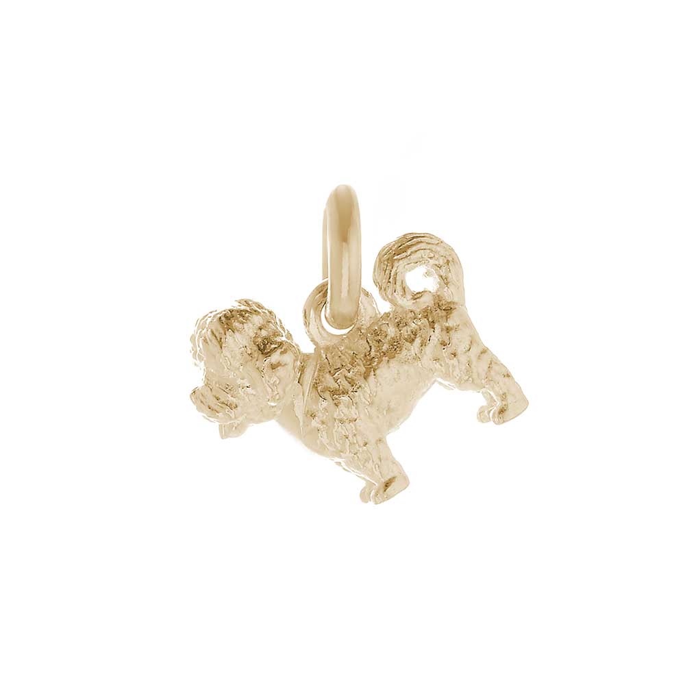 Solid 9ct gold Maltipoo charm with tiny bandana (optional), perfect for a charm bracelet or necklace.