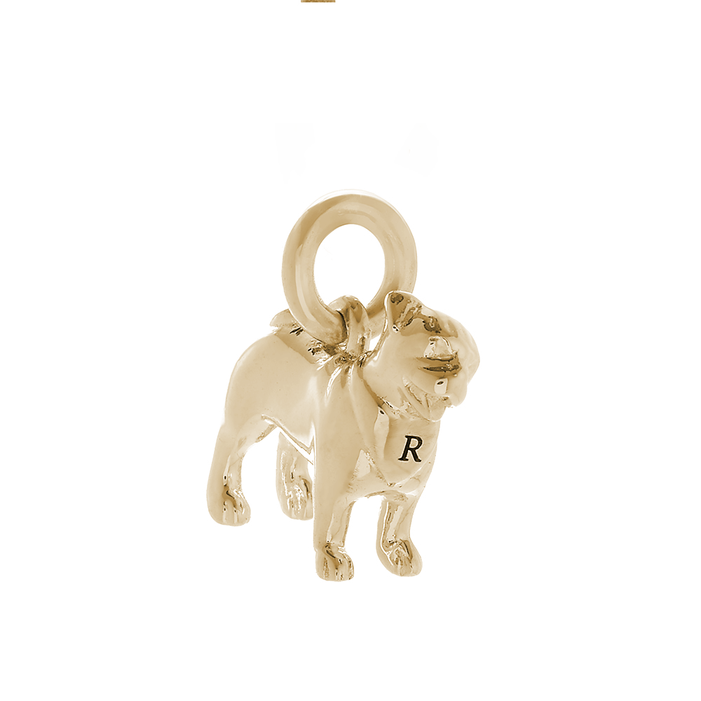 solid gold pug dog charm pendant or for charm bracelet