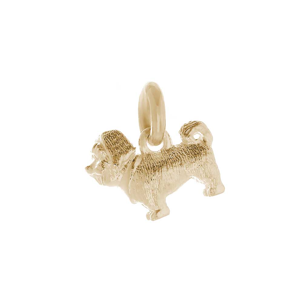 Solid 9ct gold Shih Tzu charm with tiny bandana (optional), perfect for a charm bracelet or necklace.