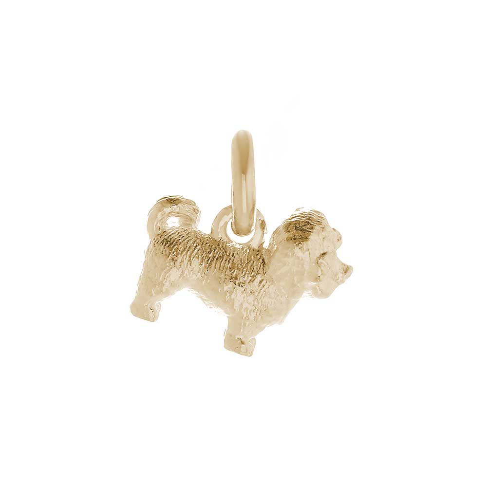 Solid 9ct gold Shih Tzu charm with tiny bandana (optional), perfect for a charm bracelet or necklace.