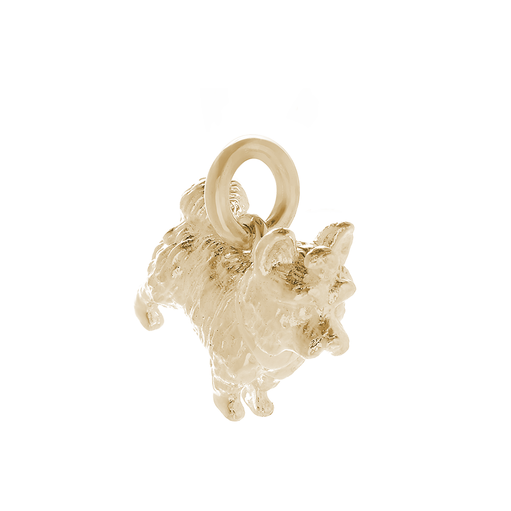 solid gold yorkshire terrier yorkie charm for bracelet or necklace