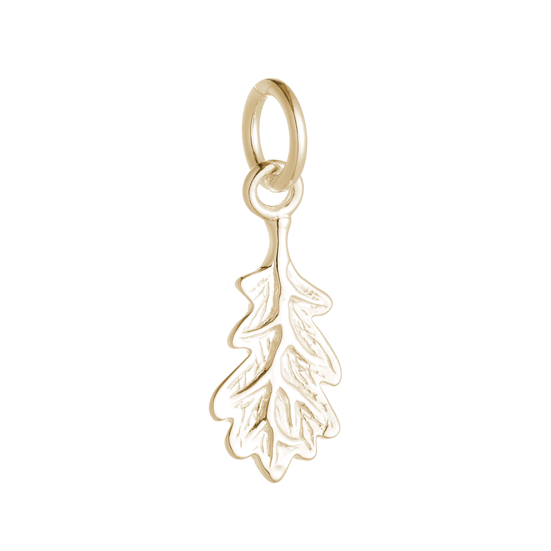 solid gold oak leaf charm for a pendant or bracelet