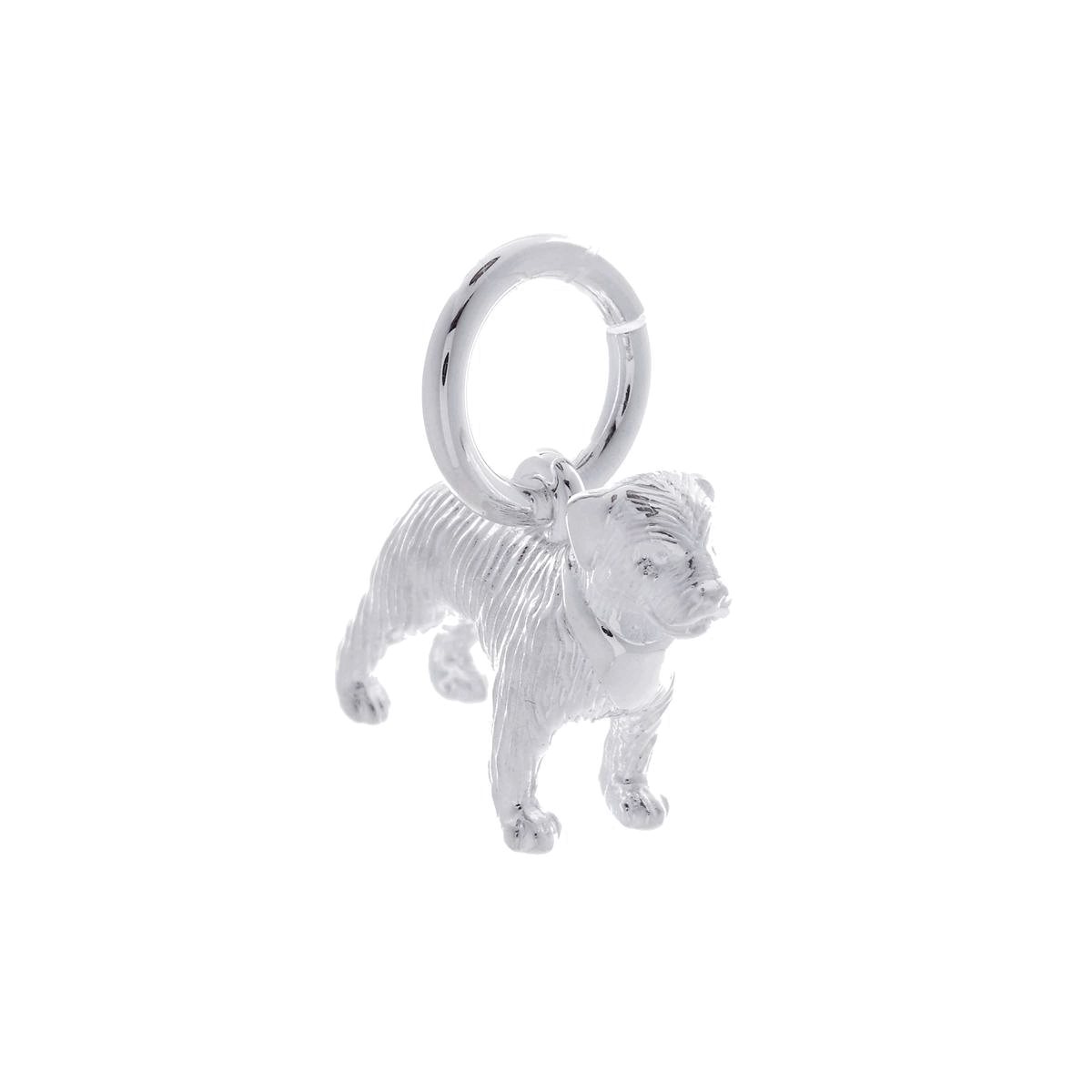 solid silver border terrier charm for bracelet or necklace