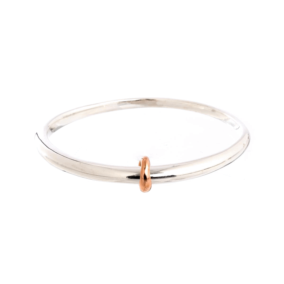 Eclipse Chunky Oval Designer Silver Bangle with solid gold loop for smaller hands Scarlett Jewellery