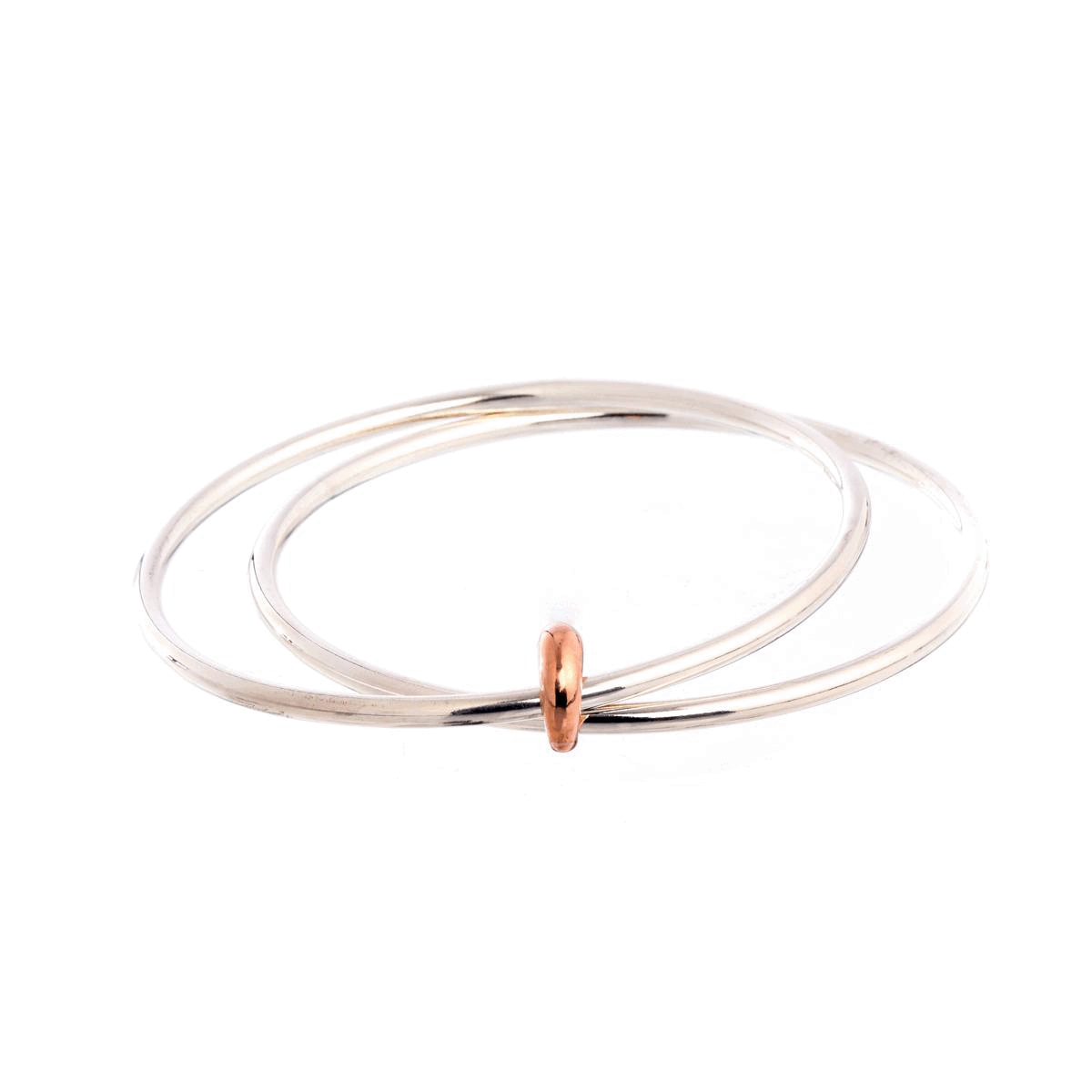 silver &amp; recycled rose gold bangle for women