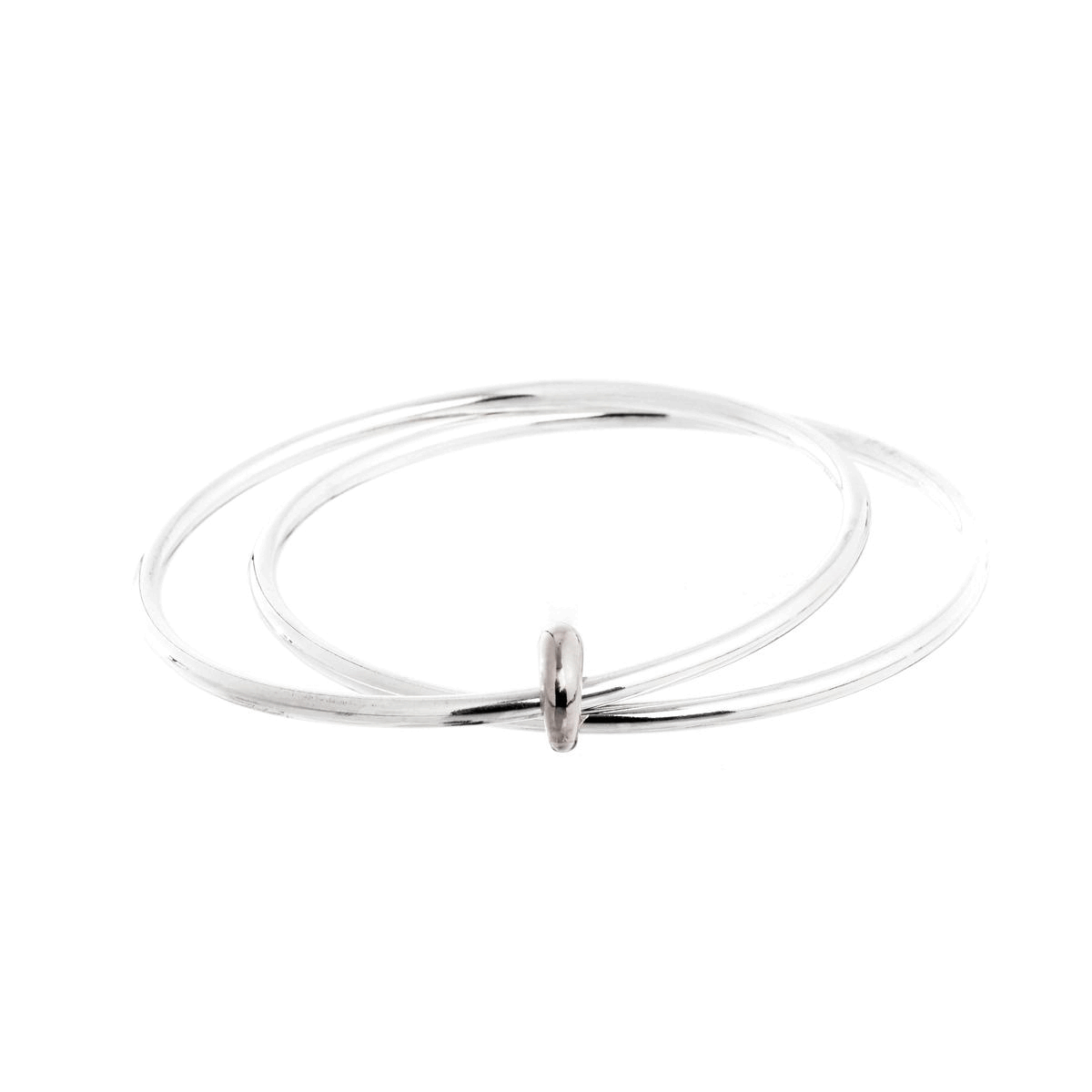 silver double bangle with loop designer jewellery for women