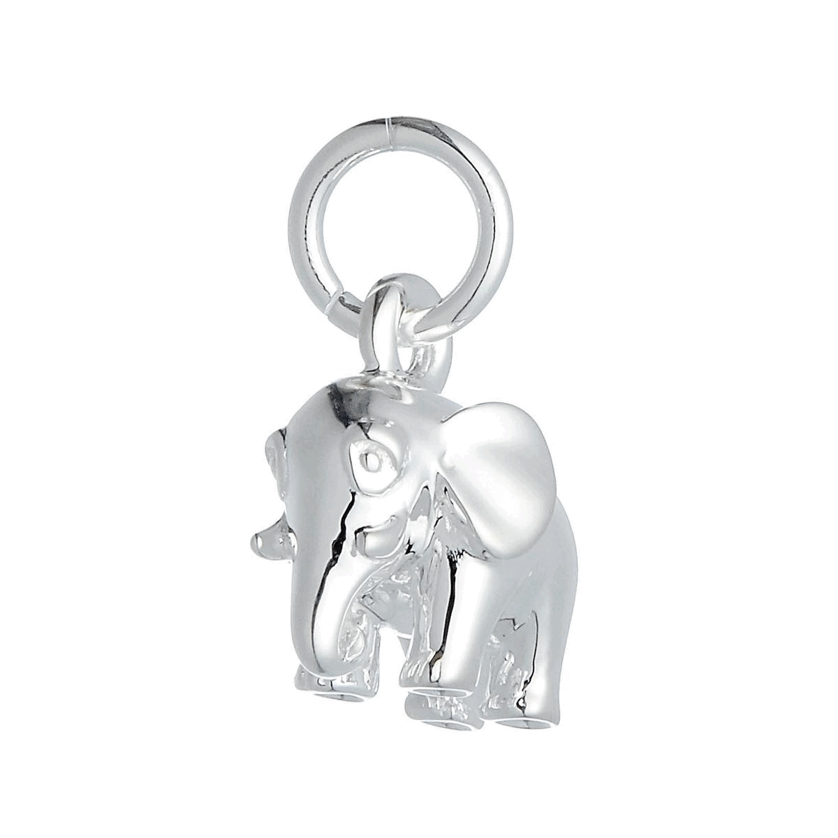 solid silver elephant lucky charm for bracelet or necklace