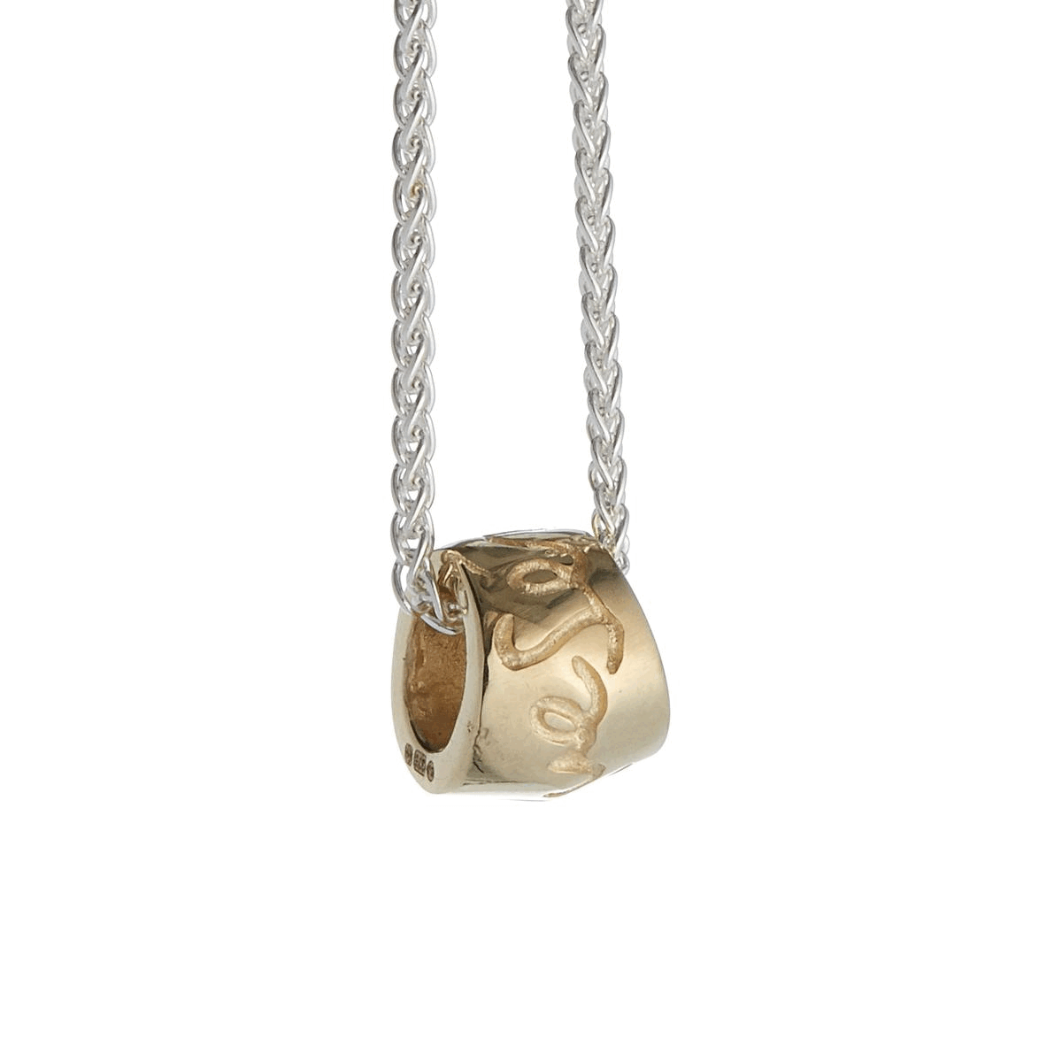 silver & recycled gold que sera worry bead necklace