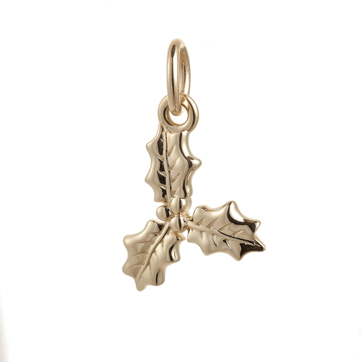 solid gold holly leaf charm for bracelet and necklace