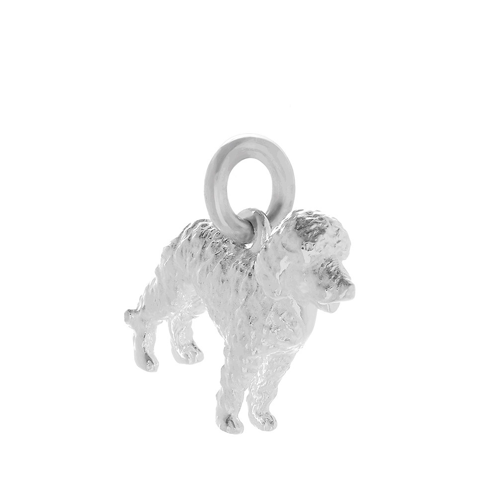 Silver labradoodle dog charm for necklace or bracelet