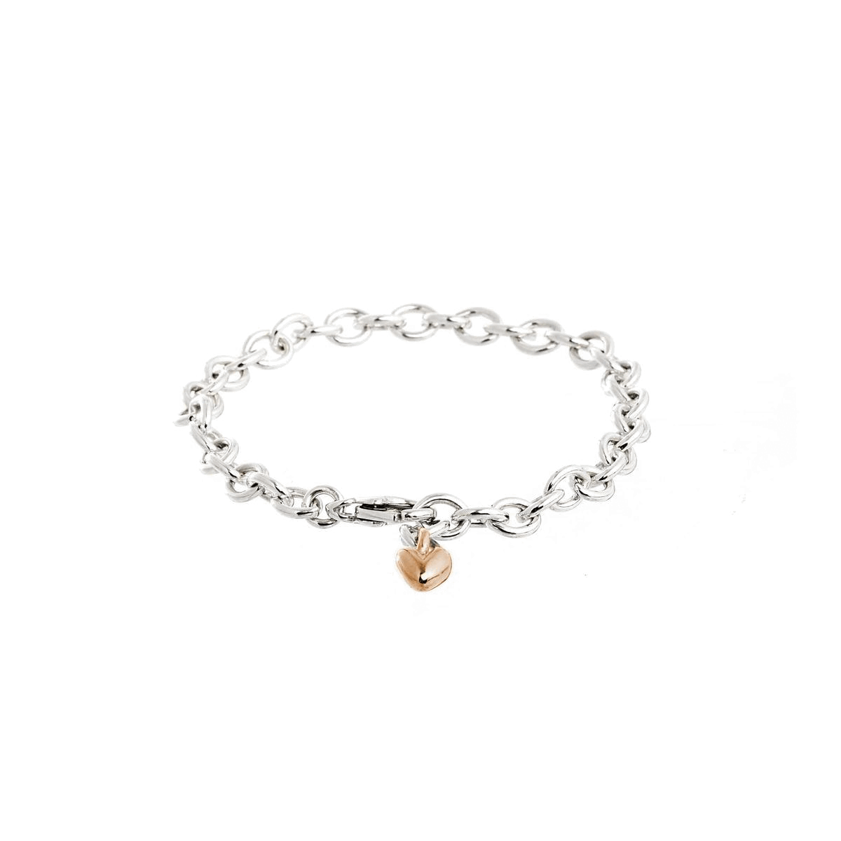 solid silver & recycled rose gold heart starter charm bracelet