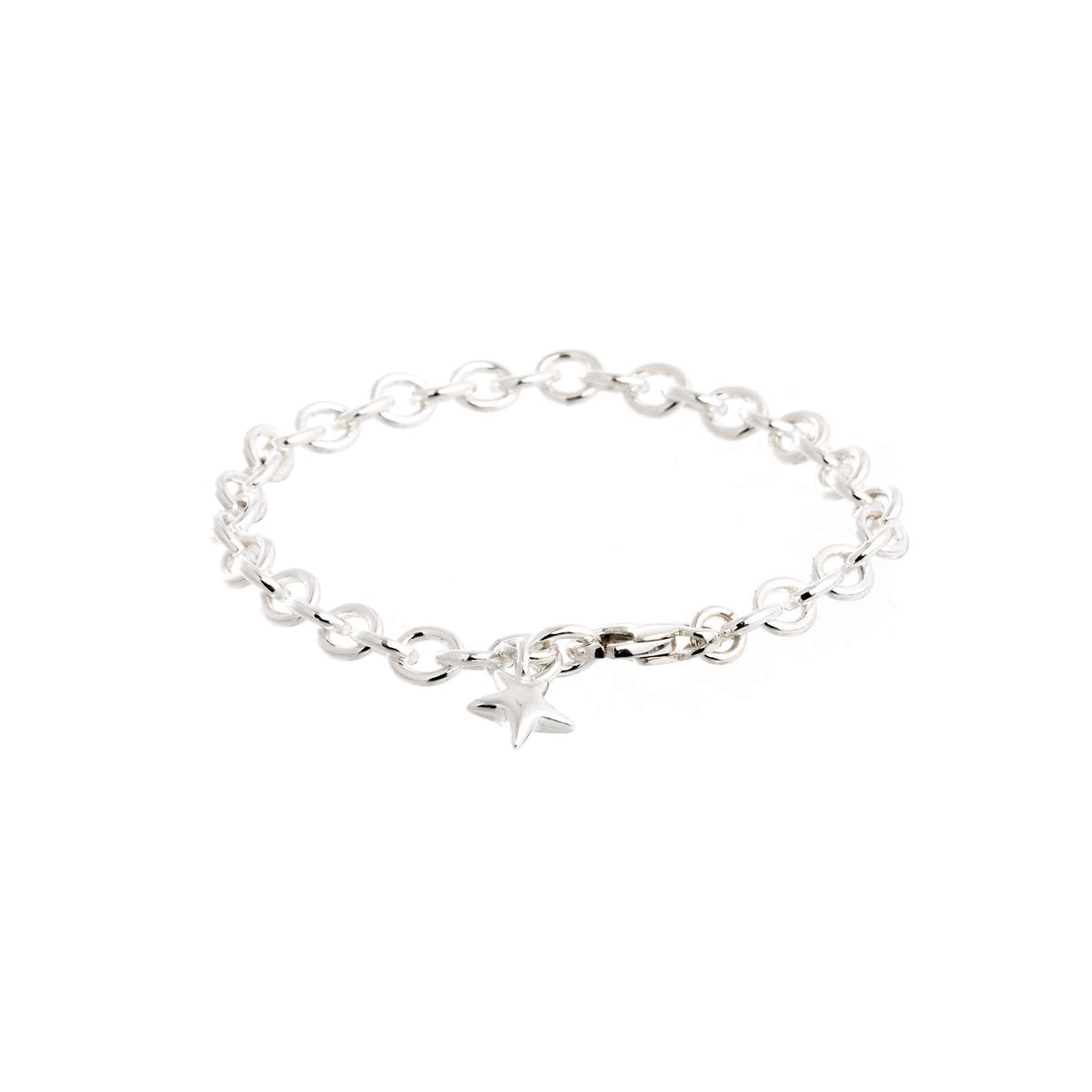 Adjustable Solid Silver Charm Bracelet for Girls