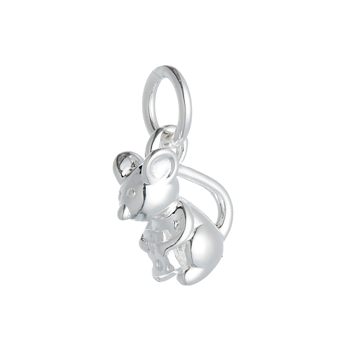 solid silver mouse with cheese charm for necklace or bracelet