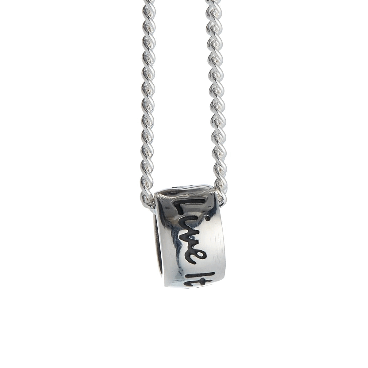 solid recycled silver one life live it charm necklace